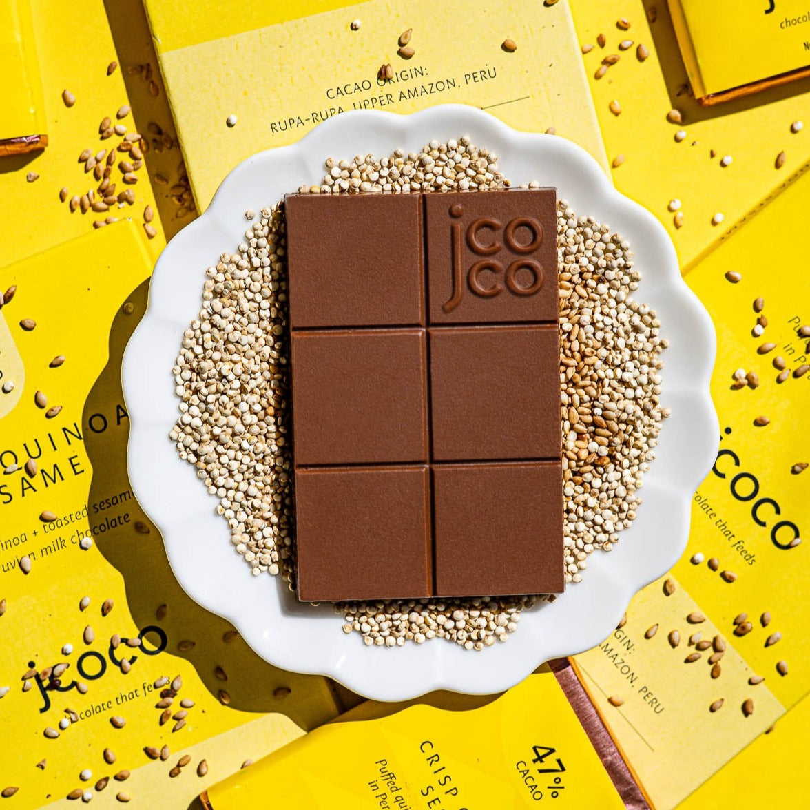 crisp quinoa sesame jcoco chocolate bar