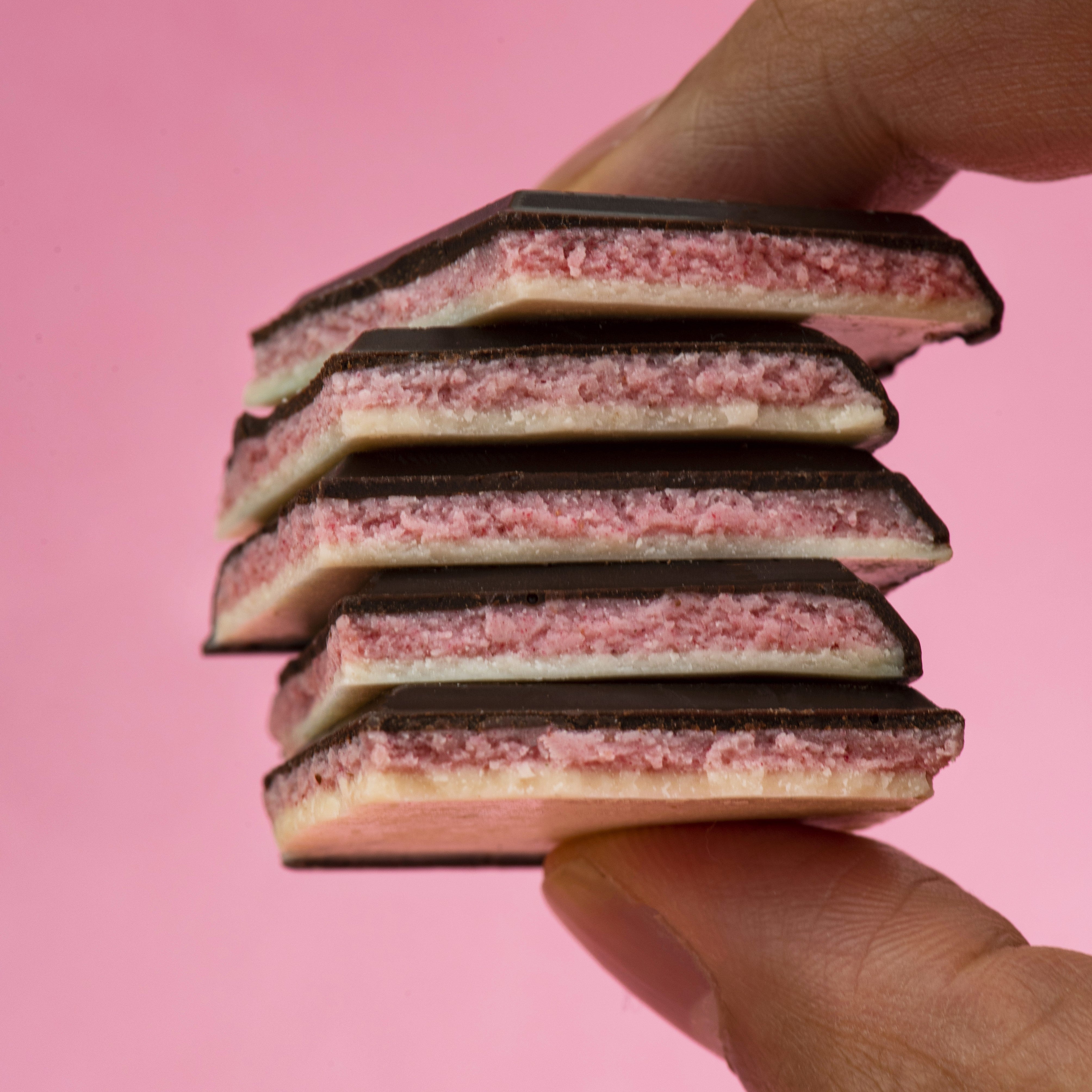 Chocolate, strawberry, and vanilla Neopolitan Truffle Bar